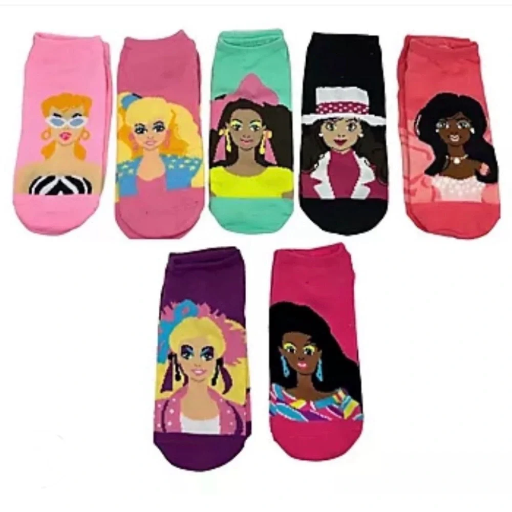 NIB Barbie no show socks 7 pairs in a dream house box